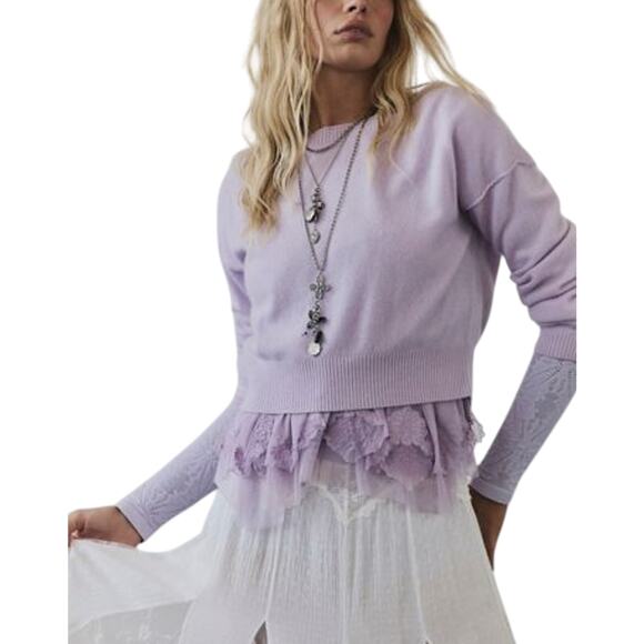 Free People 'Ellie' Purple Cashmere Pullover Sweater Size XS / TP - Picture 1 of 4